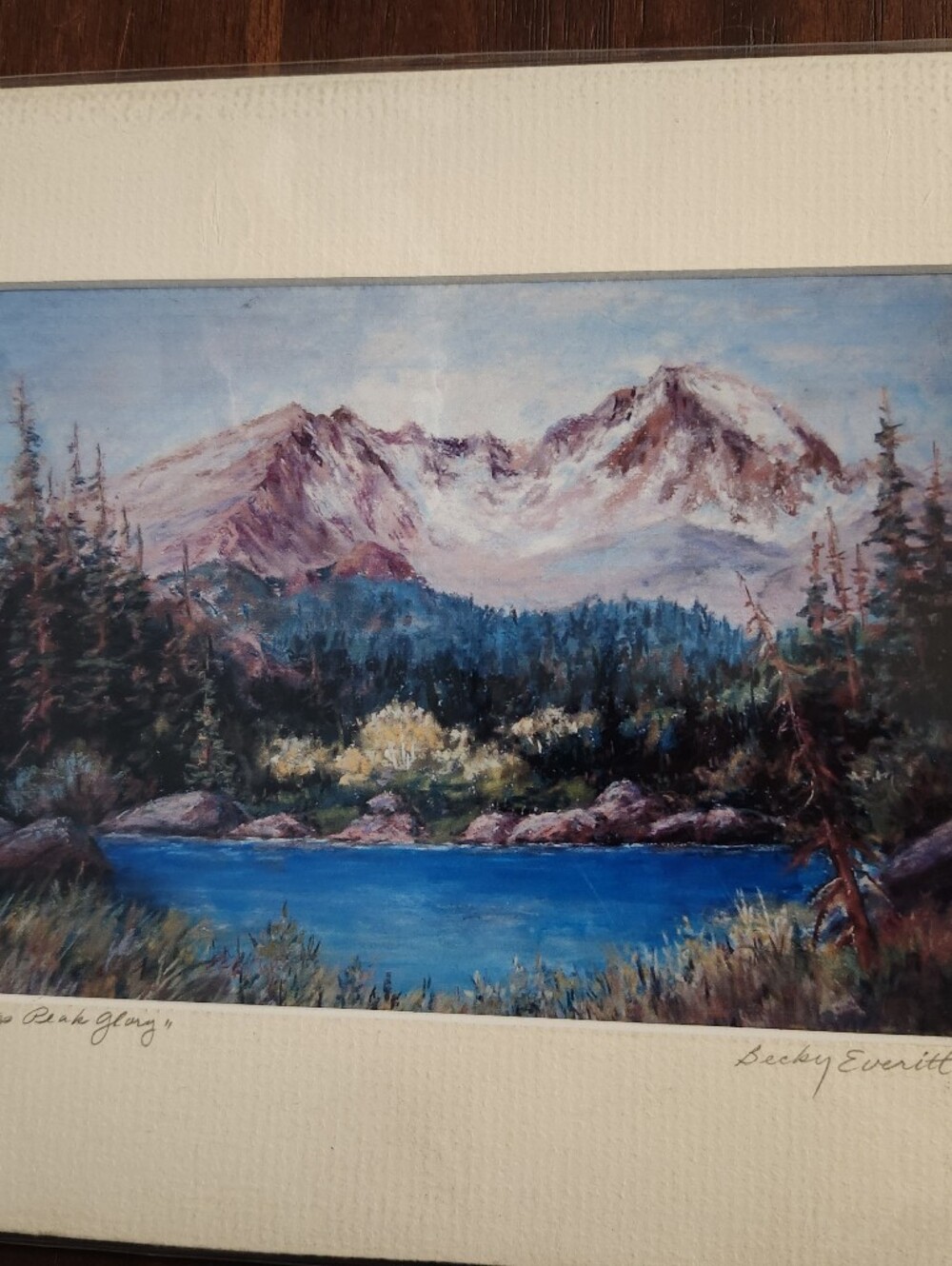 Longs Peak, CO Signed Print Becky Everitt 7" X 5" Rocky Mountains